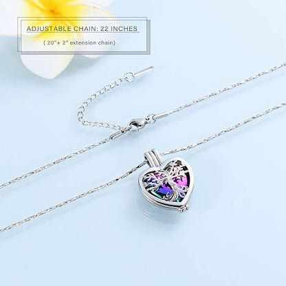 Tree of Life Urn Necklace for Ashes Heart Cremation Ashes Jewelry Memorial Jewelry Gift