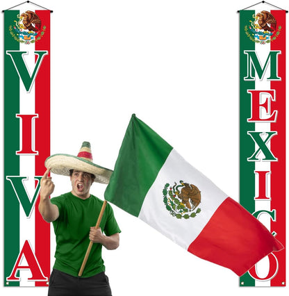 Viva Mexico Front Door Banner Mexican Independence Day Decoration September 16th