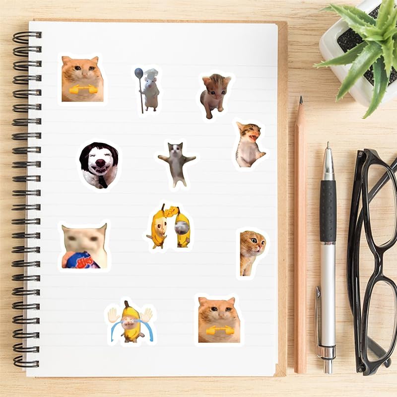 1000PCS Cat Meme Sticker Roll Waterproof | Cute Cat Meme Vinyl Decals