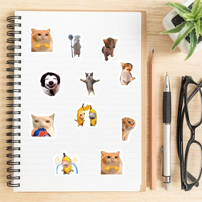 1000PCS Cat Meme Sticker Roll Waterproof | Cute Cat Meme Vinyl Decals