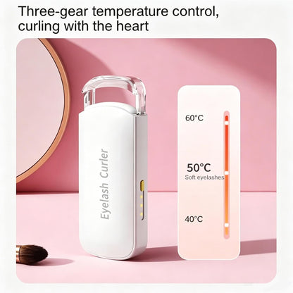 Heated Eyelash Curler - Portable Electric Tool | 3 Temp Control Silicone Pad
