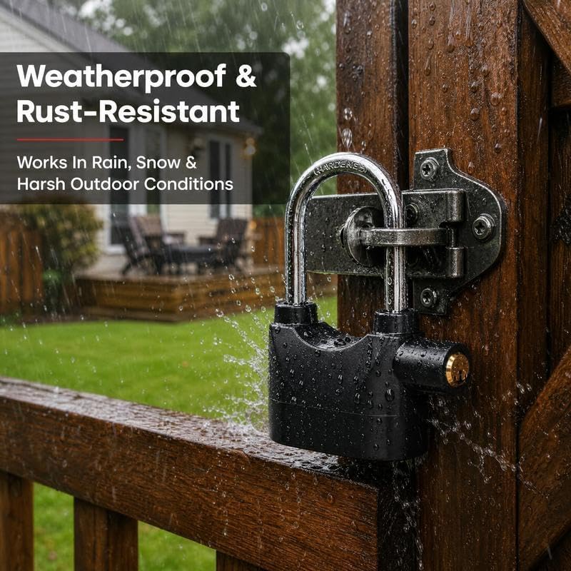 Anti-Theft Alarm Padlock with Lock Hasps, Aluminum Alloy Materia