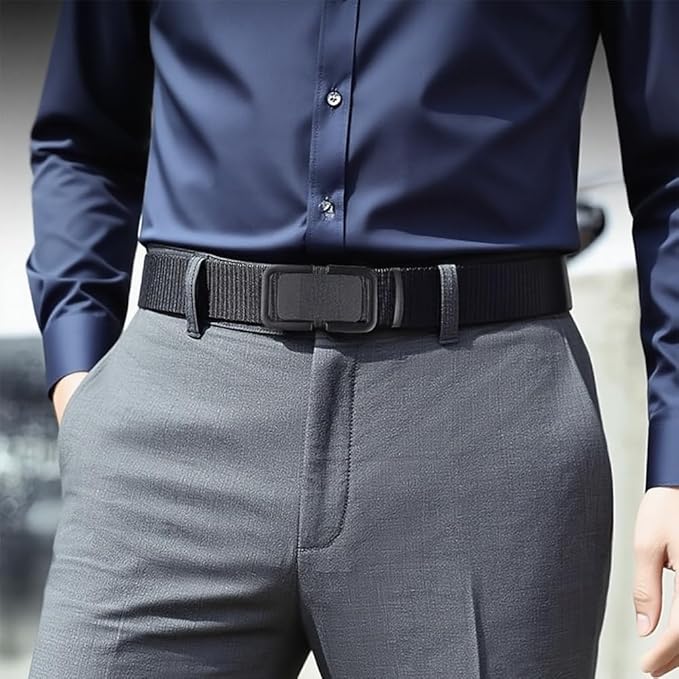 Men's Tactical Nylon Belt – Metal Buckle Ratchet Design