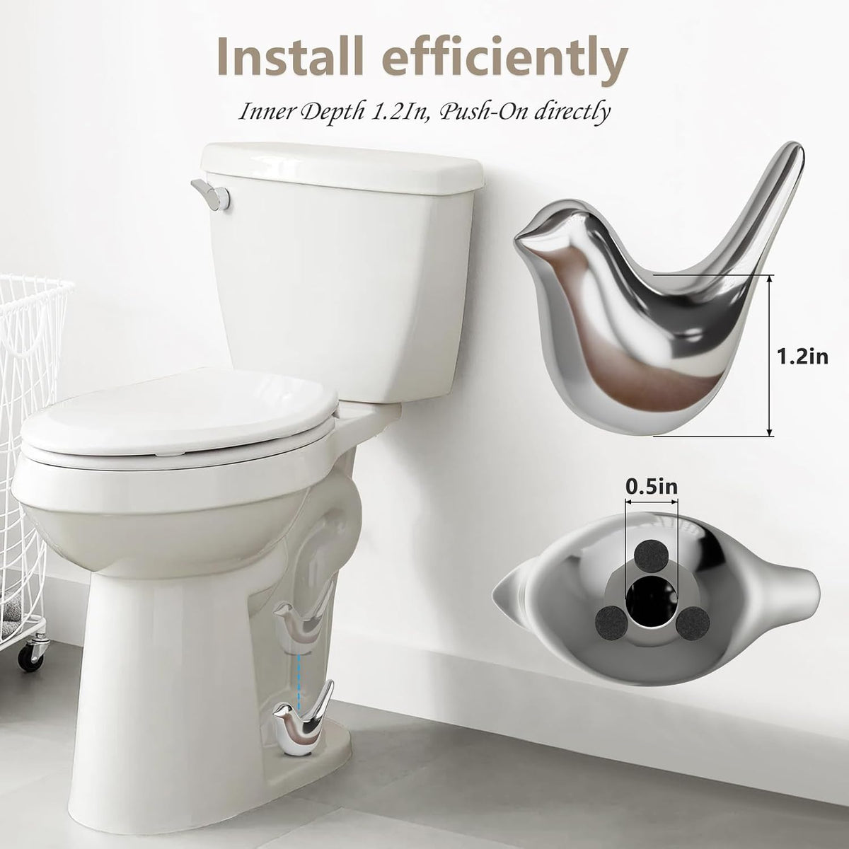 Bird-Shaped Toilet Bolt Cover Set, 2 Pieces, Easy-Install