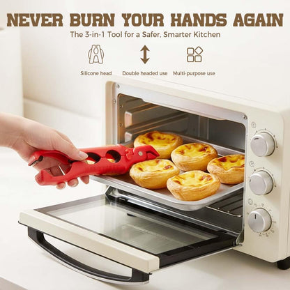 3-in-1 Hot Plate Gripper, Multi-Angle Anti-Scald Bowl Holder Clip & Hot Plate Grabber Tool