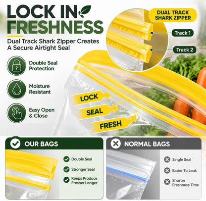 Long Vegetable Storage Bags, Thick Double Food Sealed Fresh-Keeping Bags