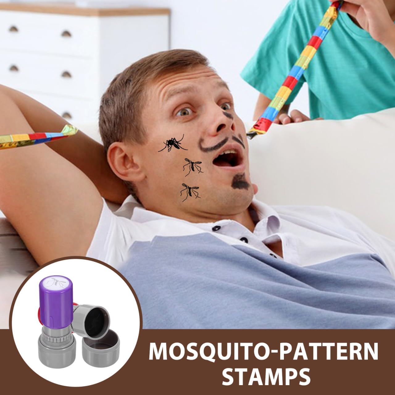 2 Pcs Mosquito Stamp Prank Self Inking Stamps