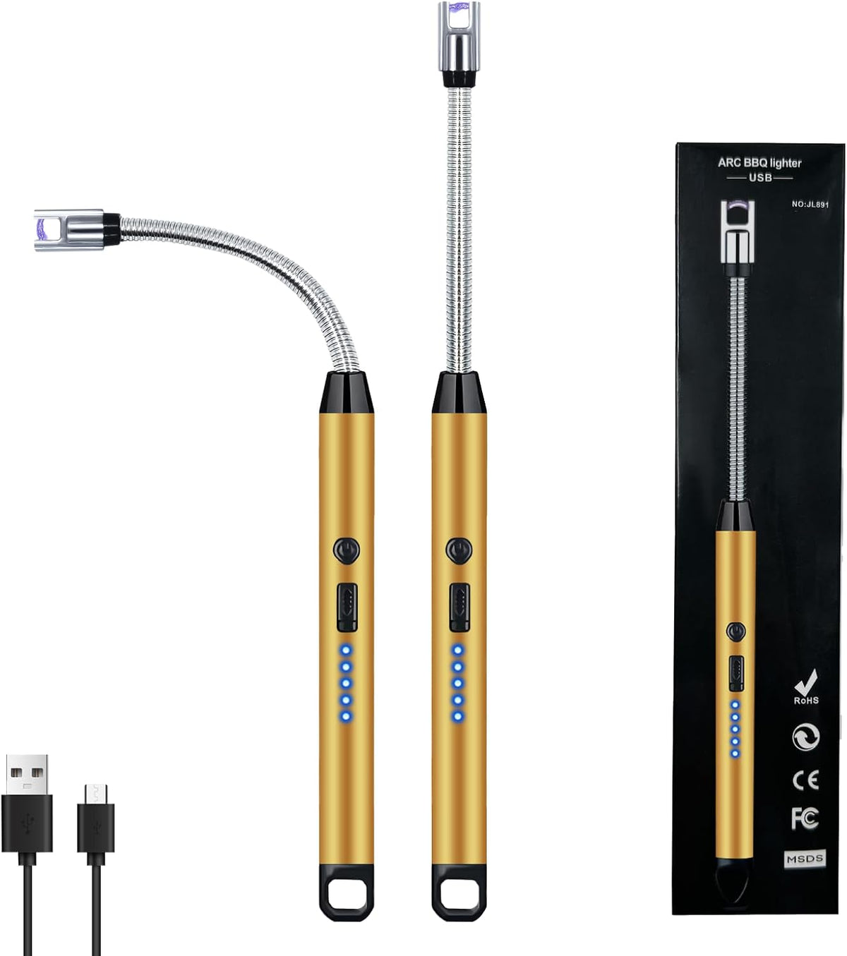 2PCS Lighters Long Stem, 360° Flexible Neck Electric lighters