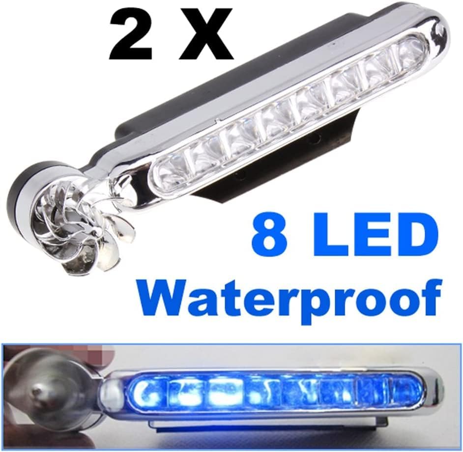 2 PCS Wind Powered Vehicle Lights, 8 LED Waterproof Car Wind Energy Daytime Light