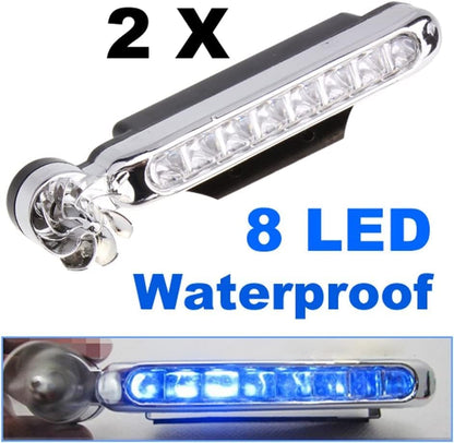 2 PCS Wind Powered Vehicle Lights, 8 LED Waterproof Car Wind Energy Daytime Light