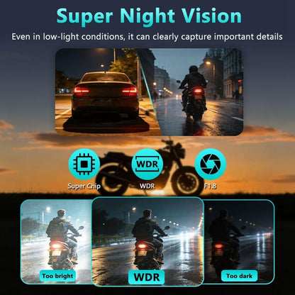 Portable Waterproof 2K HD Motorcycle Dash Cam with Wi-Fi