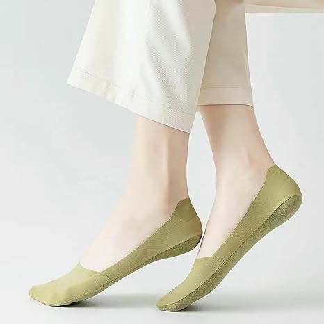 7 Pairs - Summer Thin ice Silk Boat Socks, Cotton Bottom Non-Slip Shallow Mouth Socks