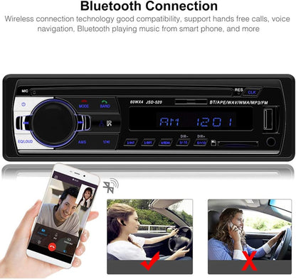 Car Radio Audio USB/SD/MP3 Player Receiver Bluetooth Hands-Free with Remote Control