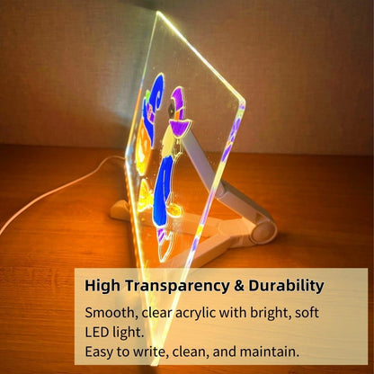 LED Glass Drawing Board for Kids with 4 Pen