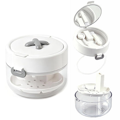 3-in-1 Retainer Case with Mirror and Cleaning Brush, Portable Retainer Case with Mirror