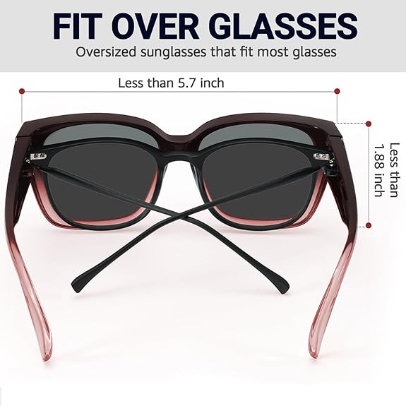 Polarized Fit Over Sunglasses for Women Oversized Square Over Glasses Sunglasses with UV Protection
