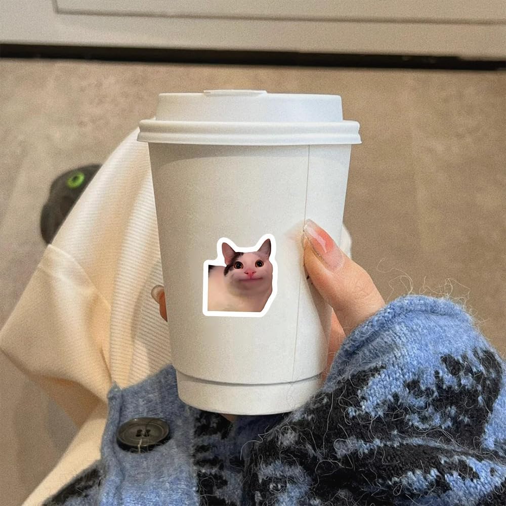 1000PCS Cat Meme Sticker Roll Waterproof | Cute Cat Meme Vinyl Decals