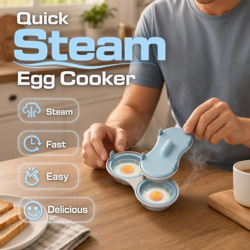 Microwave Egg Poacher, Microwave Egg Cooker for 2 Eggs