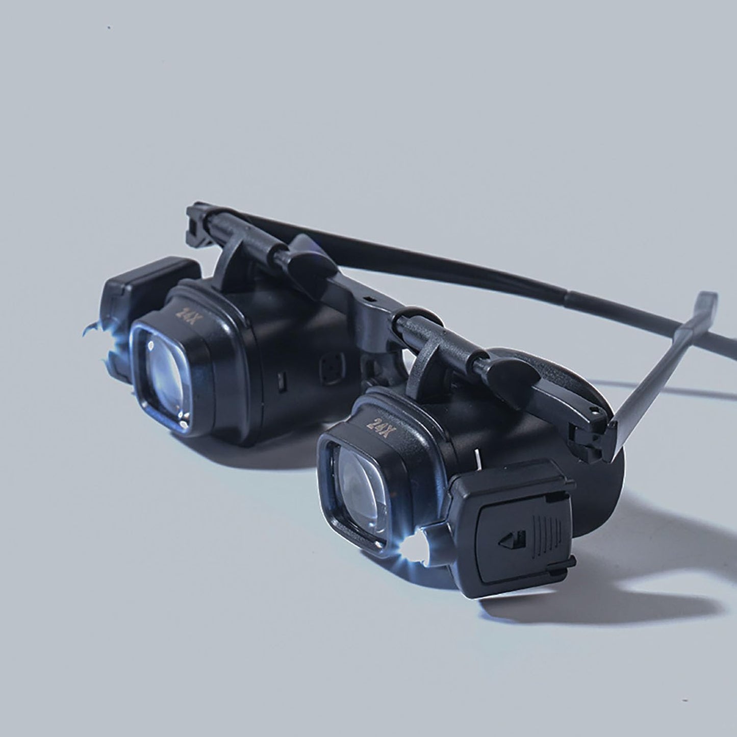 24X Headband Magnifying Glasses with 2 LED Lights4 Sets of Interchangeable Lenses (2X, 6X, 10X, 24X)
