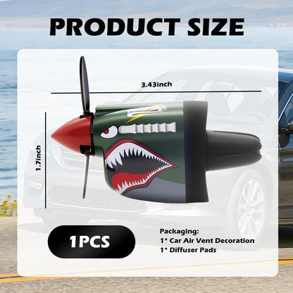 P-40 Fighter Car Air Vent Decoration, P-40 Warhawk Creative Propeller Car Decor Air Freshener 1 Freshener + 1 Refill