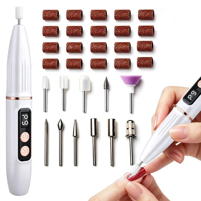 32PCS Cordless Nail Drill Electric Nail File Kit, Rechargeable Efile Set