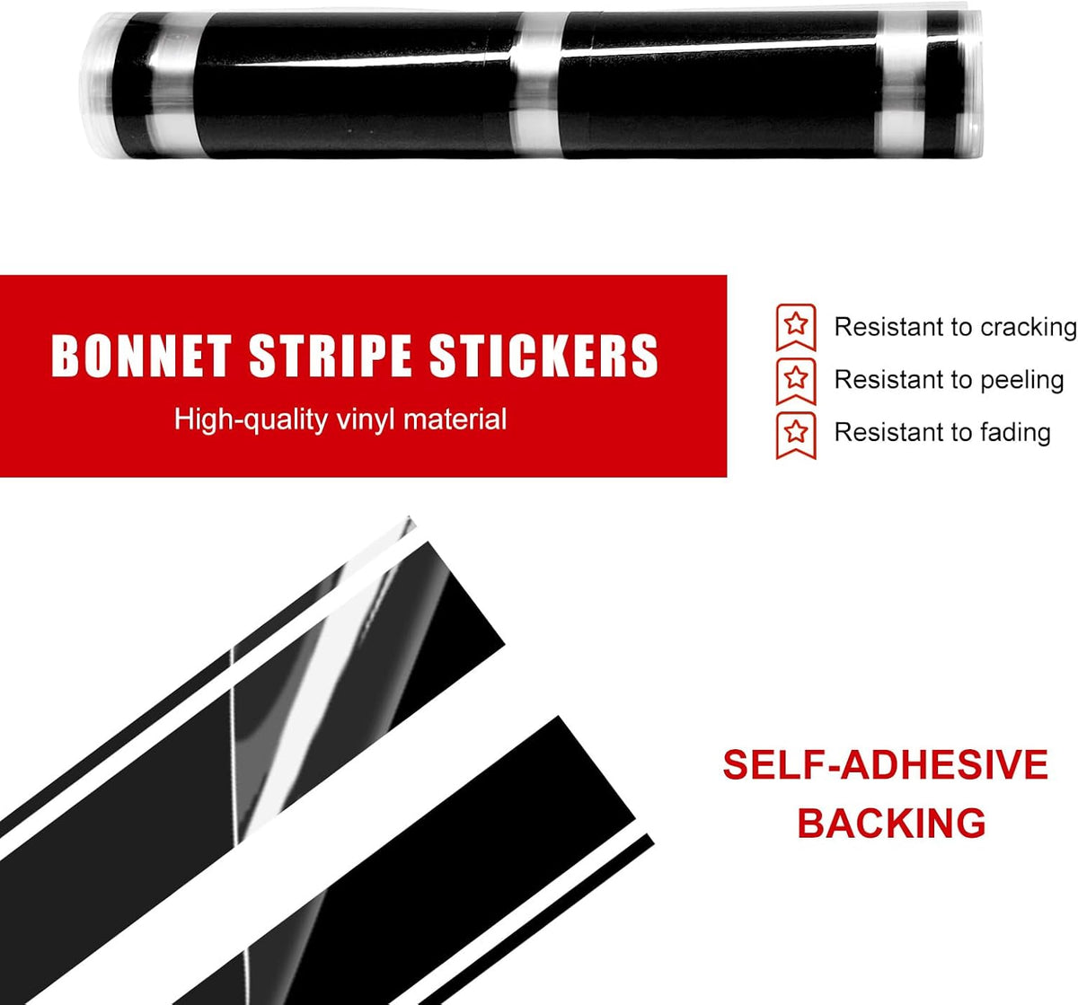 Universal PVC Racing Hood Stripe Vinyl Decals