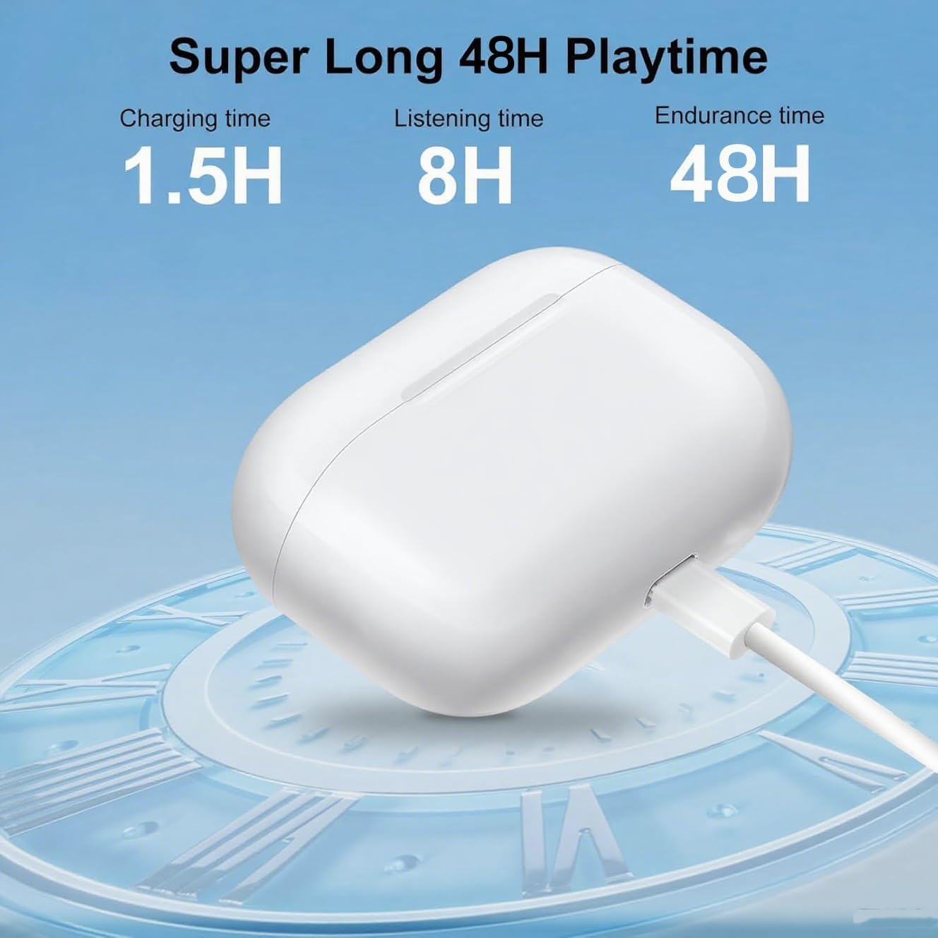 Wireless Earbuds Bluetooth 5.3 Headphones, HiFi Stereo Ear Buds with ENC Noise Canceling Charging Case