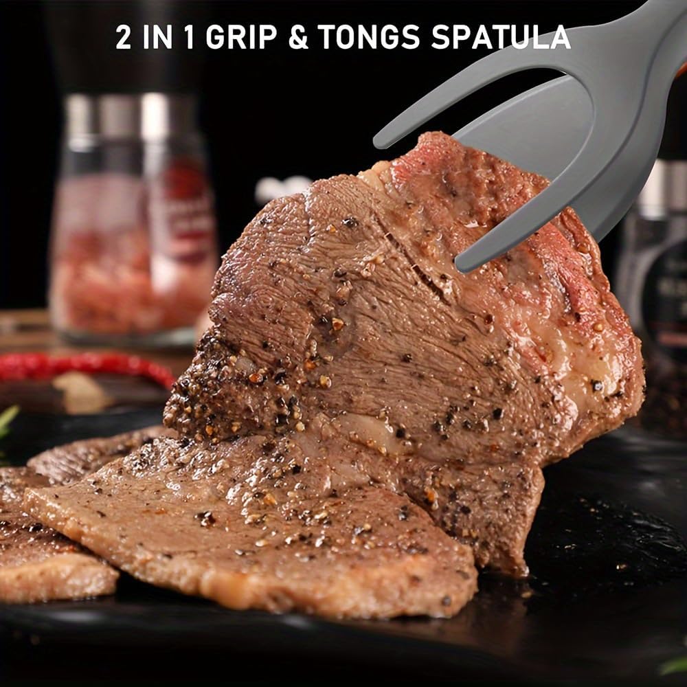 2 Pack 2 in 1 Grip and Flip Spatula Tongs