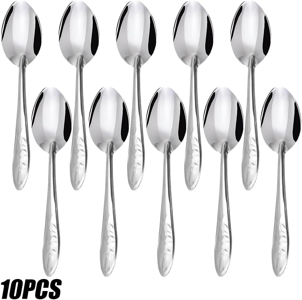 10 PCS Tea Spoons Set Silverware - 6.7 inch Stainless Steel Spoon