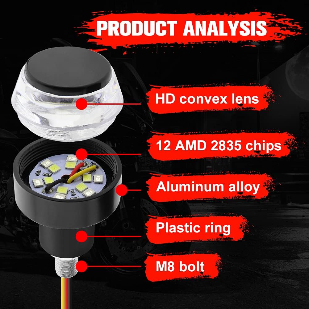 Motorcycle Handlebar End LED Lights, Handlebar Indicator Turn Signal Light