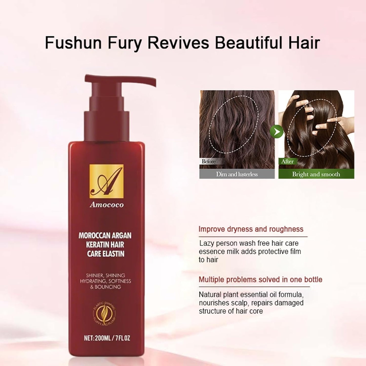 Argan Oil & Keratin Curl Defining Cream - Anti Frizz Curl Enhancer & Leave-In Conditioner