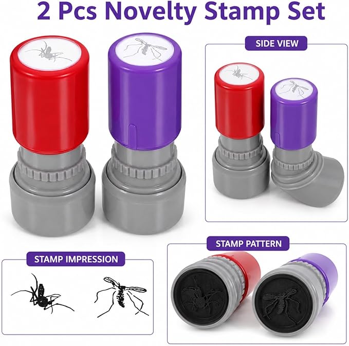 2 Pcs Mosquito Stamp Prank Self Inking Stamps