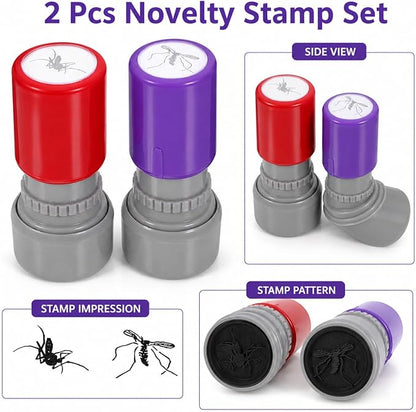 2 Pcs Mosquito Stamp Prank Self Inking Stamps