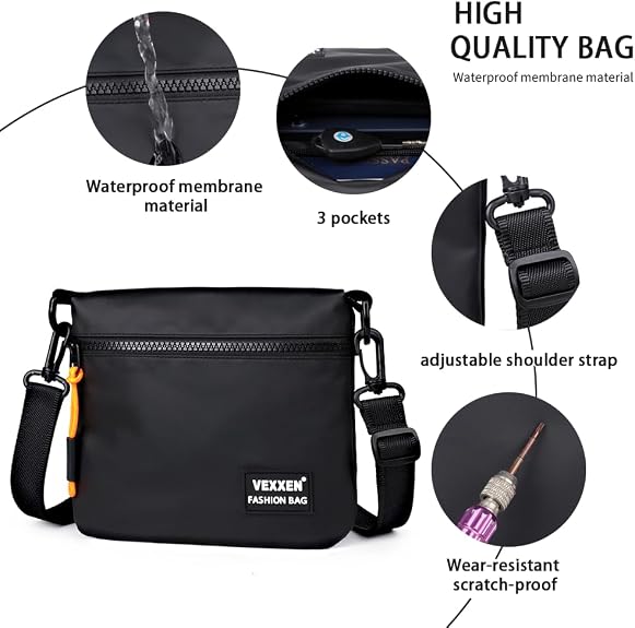 Small Sling Bag for Men, Minimalist Waterproof Crossbody Messenger Bag