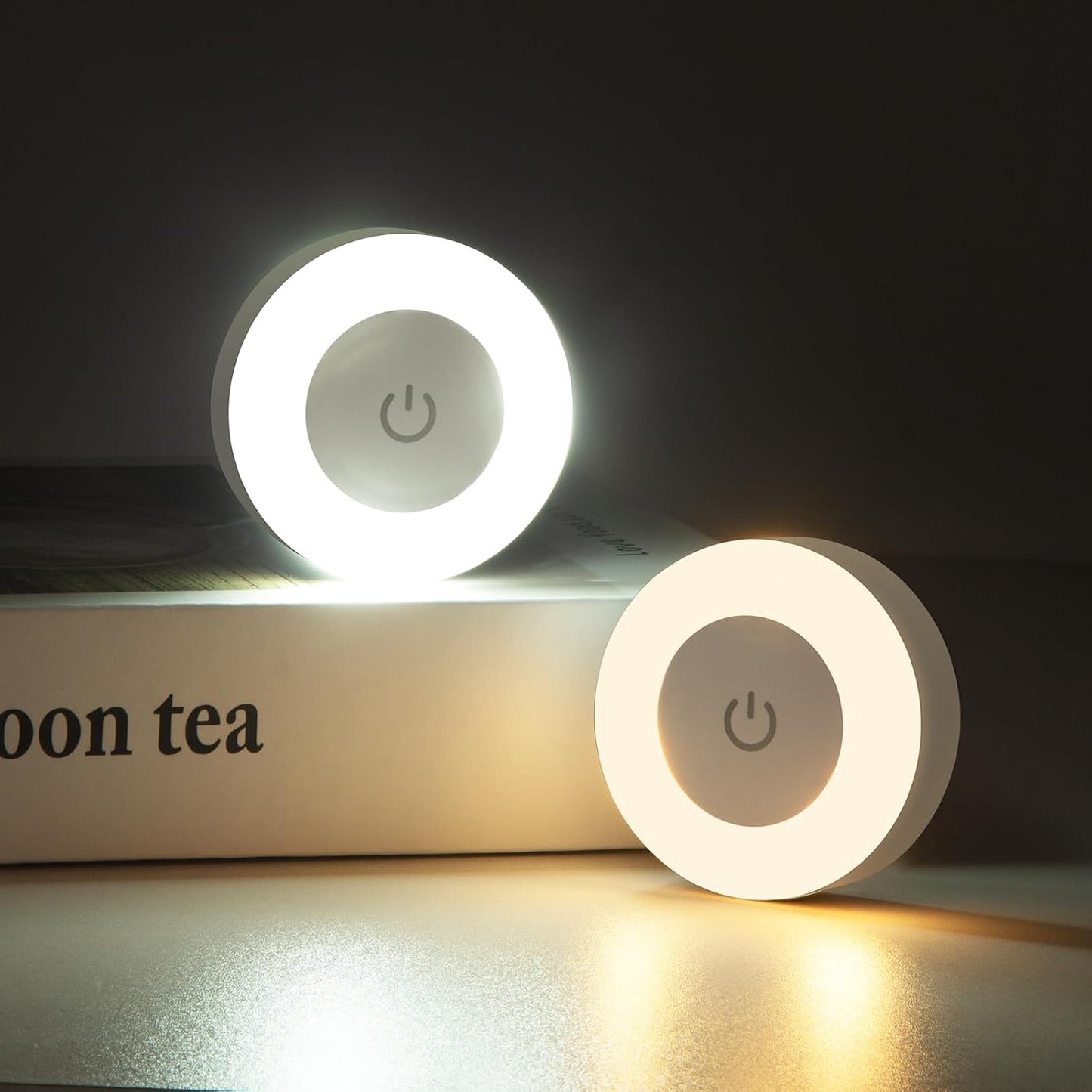 2PCS Night Light Bright LED Lamp, 3 Colors Dimmable Rechargeable Wireless Stick