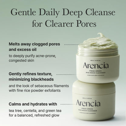 Rice Mochi Face Cleanser - Face Wash, Gentle Scrub All in One for Deep Cleansing, Moisturizing