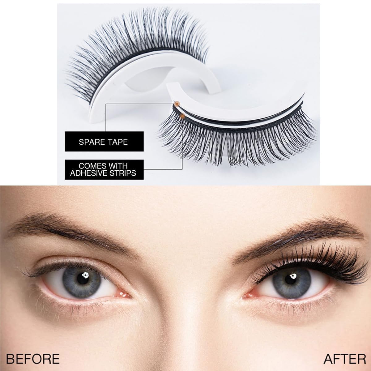 6 Pairs Self Adhesive Eyelashes,3D Dense Lashes No Glue Reusable