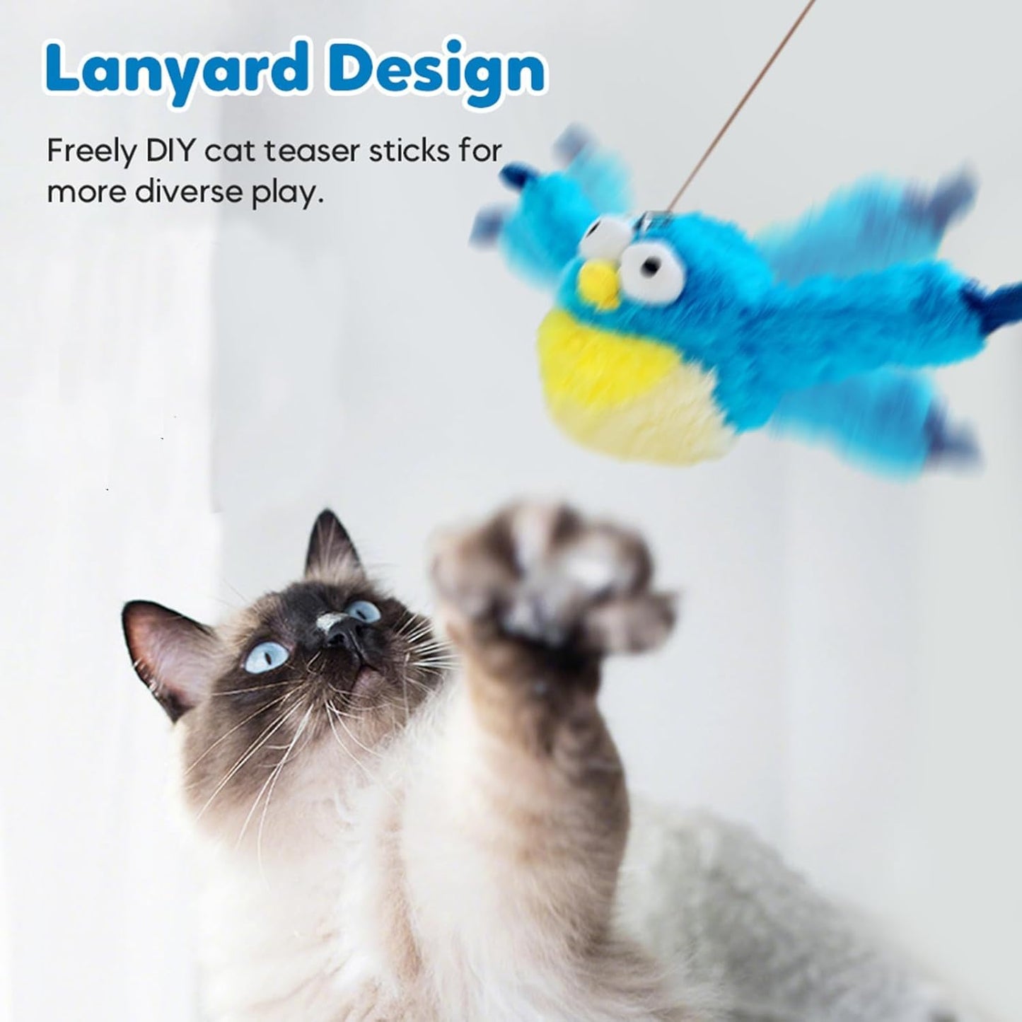 Interactive Chirping Bird Cat Toy Flapping Wingss,Simulated Chirping Bird Cat Toy