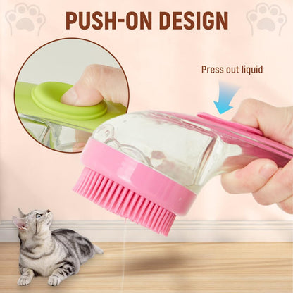 Pack Dog Bath Brush 2 in 1 Cat Shampoo Brush with Soap Dispenser