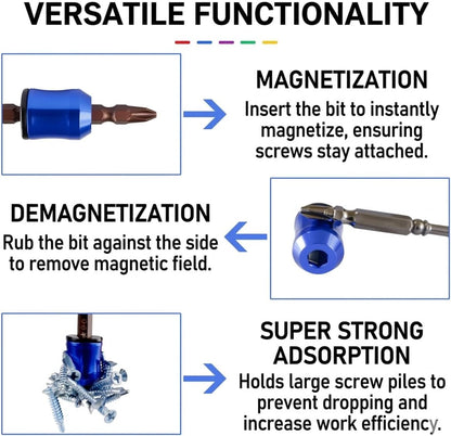 3Pcs Magnetizer & Demagnetizer Tool Set, Strong Magnetic Screw Ring, Universal Magnetic Screw Ring Head for Drill
