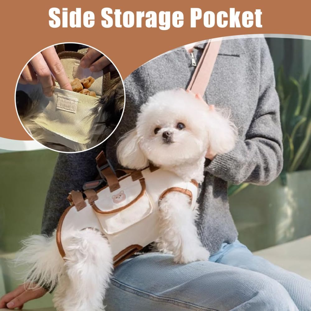 Dog Lift Harness,Adjustable Crossbody Shoulder Strap Cat Carrier Sling with Side Storage Pocket & 120cm Leash