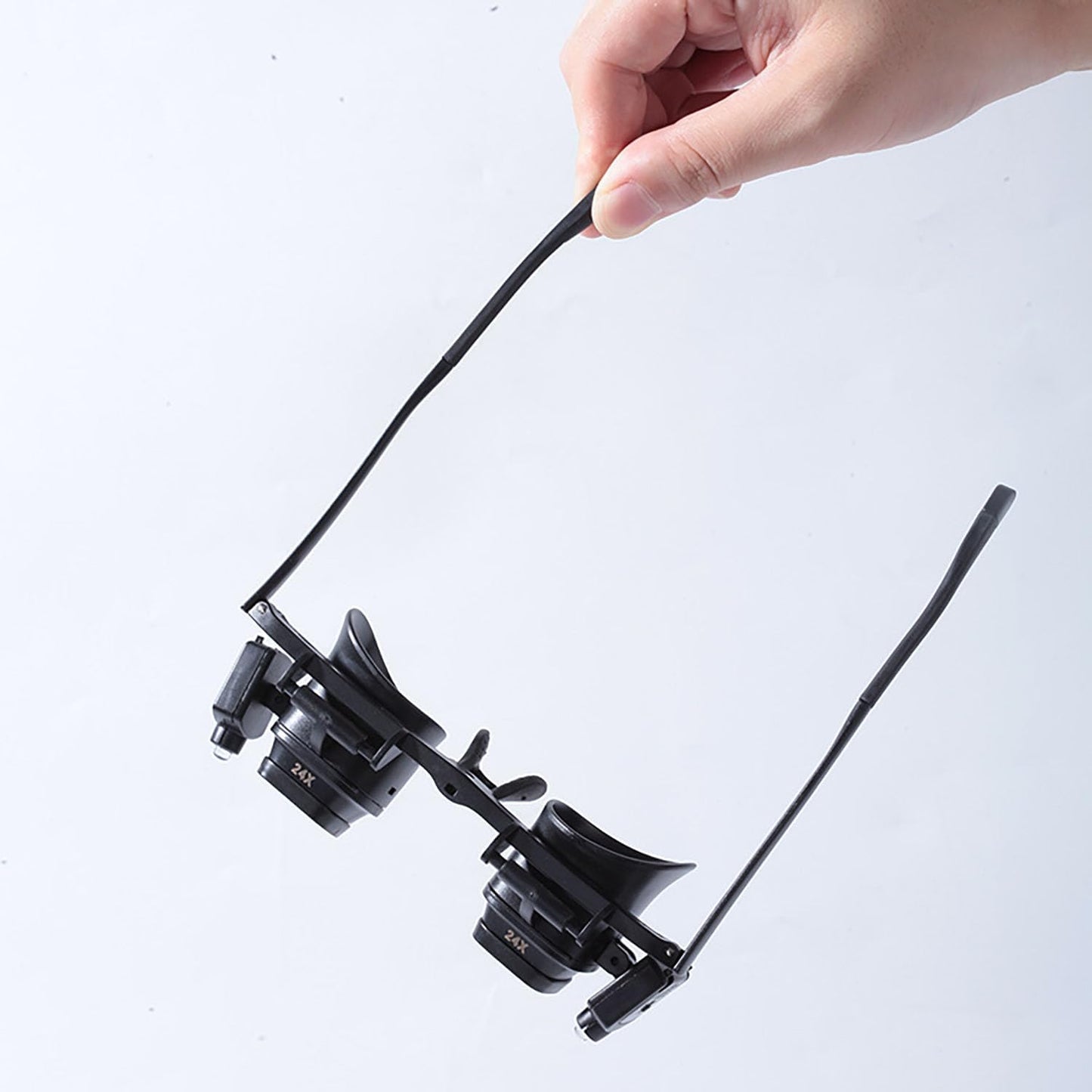 24X Headband Magnifying Glasses with 2 LED Lights4 Sets of Interchangeable Lenses (2X, 6X, 10X, 24X)