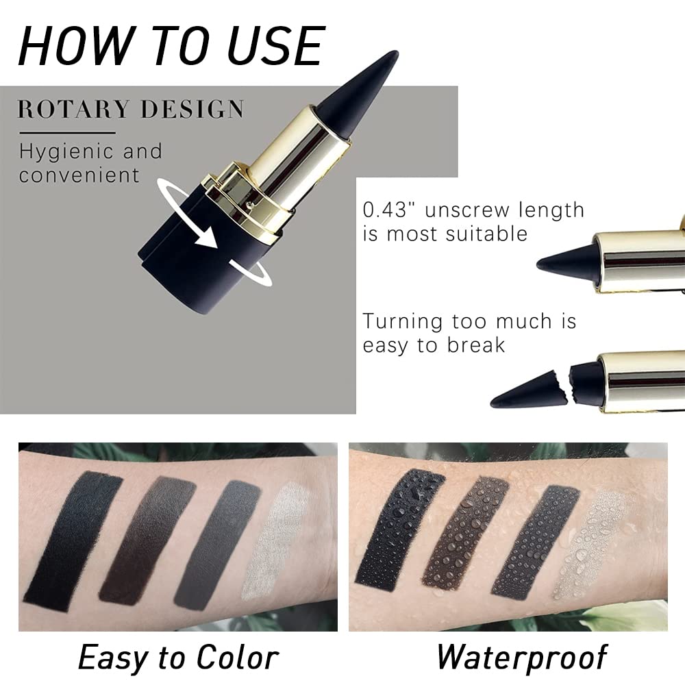 4Pcs Black Eyeliner Pencil  Waterproof, Smudge-Proof & Quick-Dry for All-Day Matte Wear