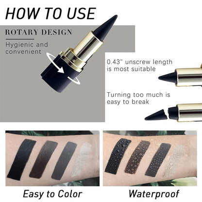 4Pcs Black Eyeliner Pencil  Waterproof, Smudge-Proof & Quick-Dry for All-Day Matte Wear