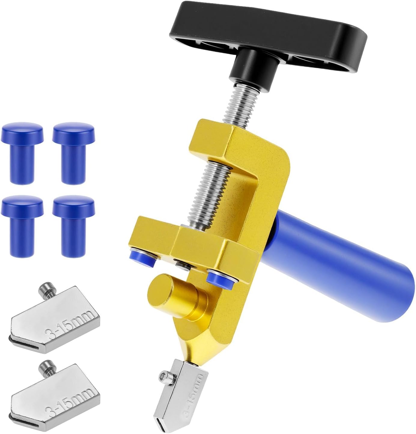 2-in-1 Glass Cutter Hand Tool for 3-15mm Glass, Tile, Mirror & Plexiglass Heavy-Duty Hand device with Tungsten Steel Blade