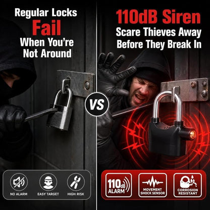 Anti-Theft Alarm Padlock with Lock Hasps, Aluminum Alloy Materia