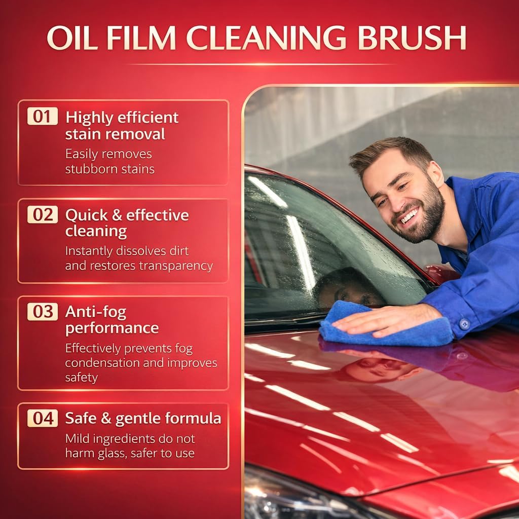 Automotive Oil Film Cleaning Brush for Windshield Car Glass Oil Film Remover with Hydrophobic Coating