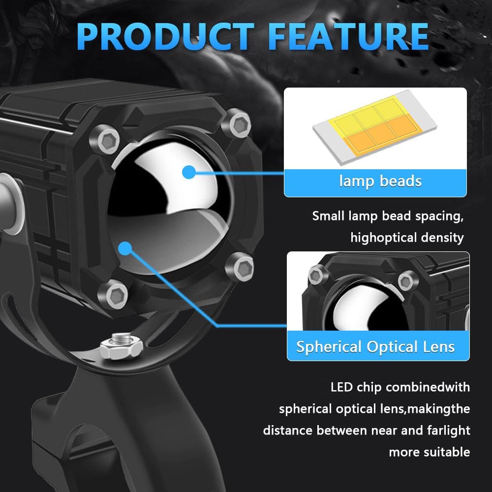 A Pair 60W LED Spotlights Fog Lights 4 Modes 12V, Super Bright 6000LM Fog Light Driving Signal Lights