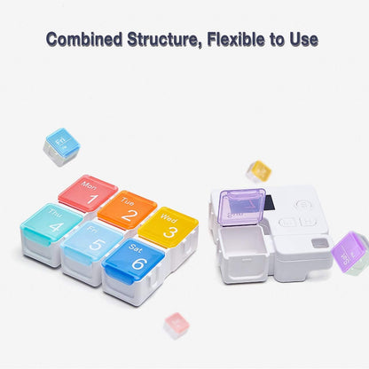 7 Days Pill Dispenser Organizer with Reminder Alarm -Portable Travel Vitamins Medicine Box Case