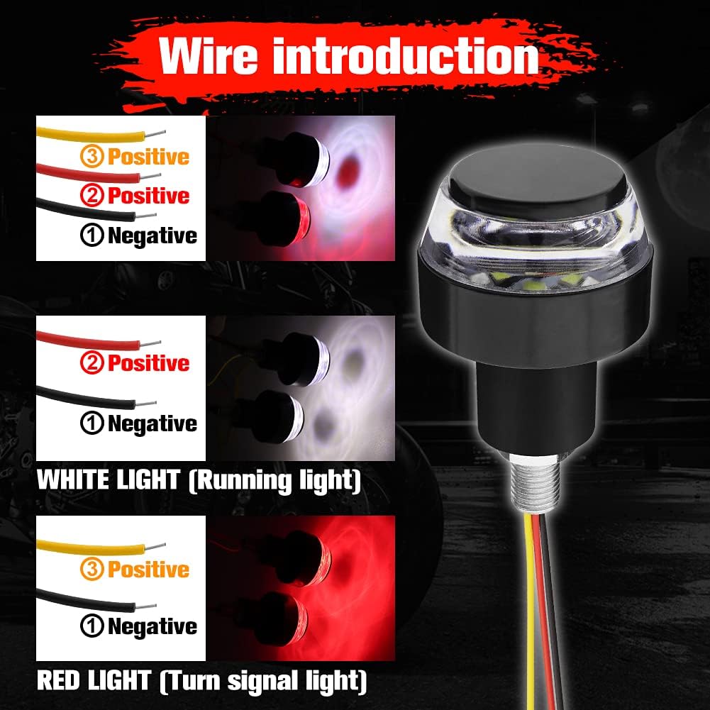 Motorcycle Handlebar End LED Lights, Handlebar Indicator Turn Signal Light